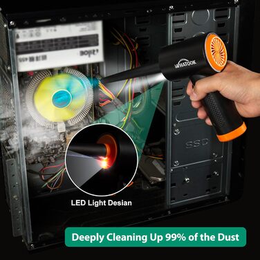Електричний пилосос для повітря A-Air Duster: 3 швидкості, LED-підсвітка, перезаряджається, для чищення ноутбука, авто, офісу