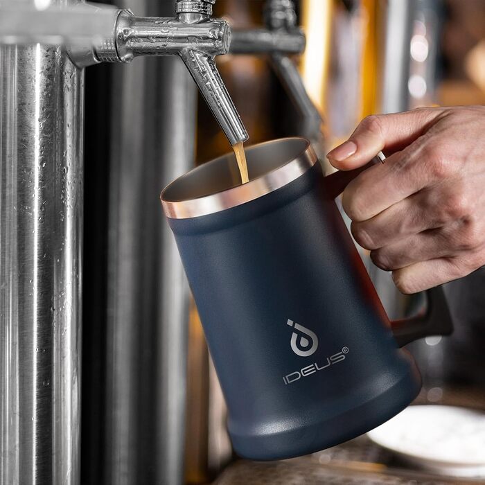 Термокружка для пива Ideus® 710мл з нержавіючої сталі, 24oz, для Октоберфесту (Морська синя)