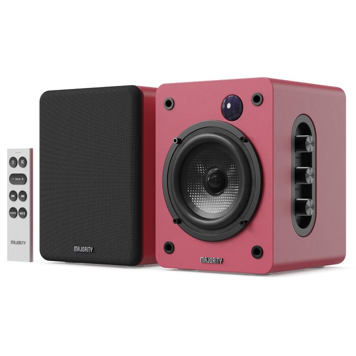 Активні колонки Majority D50X | 60W, 2.0, Hi-Fi, Bluetooth 5.3, HDMI ARC, AUX, USB | Студійний монітор з кобальтового шасі (каштанове дерево)