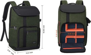 MOSISO Рюкзак для камери 17.3 дюйма, DSLR/SLR/Беззеркальна камера, великий для чоловіків/жінок, фотосумка з відділом для ноутбука, тримачем для штатива та дощовиком, сумісний з Canon/Nikon/Fuji, блакитний (оливковий)