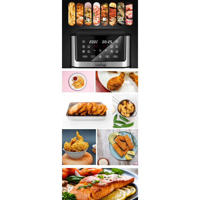 Аерофритюрниця Lehmann 8 л, 1800 Вт з вікном для перегляду