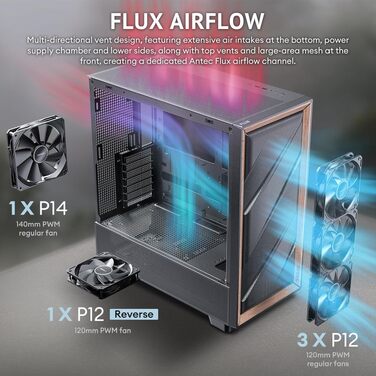 Корпус для ПК Antec Flux Midi Tower, чорний матовий, Gaming Case