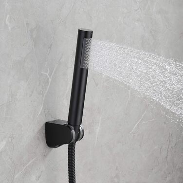 KES Handheld Shower Head Shower Head Bathroom SUS304 Shower Head with Shower Head Holder and Shower Hose Stainless Steel Brushed, LP150-BS (Black)