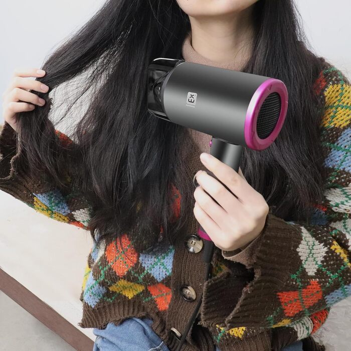 Фен 2000W з 2 режимами температури та 2 швидкостями, насадкою-концентратором, з кнопкою холодного повітря, для дому, салону краси, у подорожі, сірий