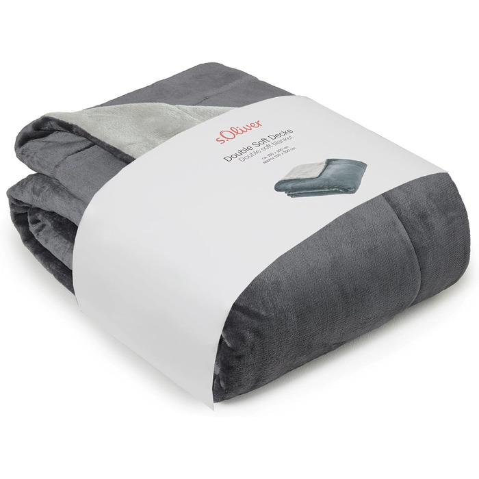 Плед s.Oliver Doublesoft 150x200 см, надзвичайно м'який і теплий, поліестер, сірий/світло-сірий