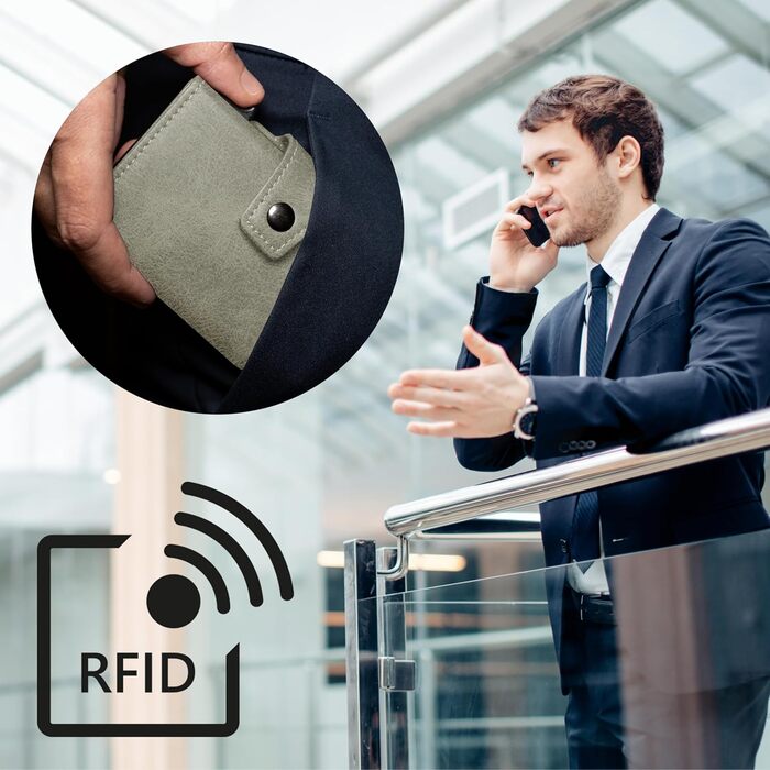 Чоловічий гаманець Slimfin® Maxi з відділом для монет - картхолдер - RFID захистом, пісочно-зелений