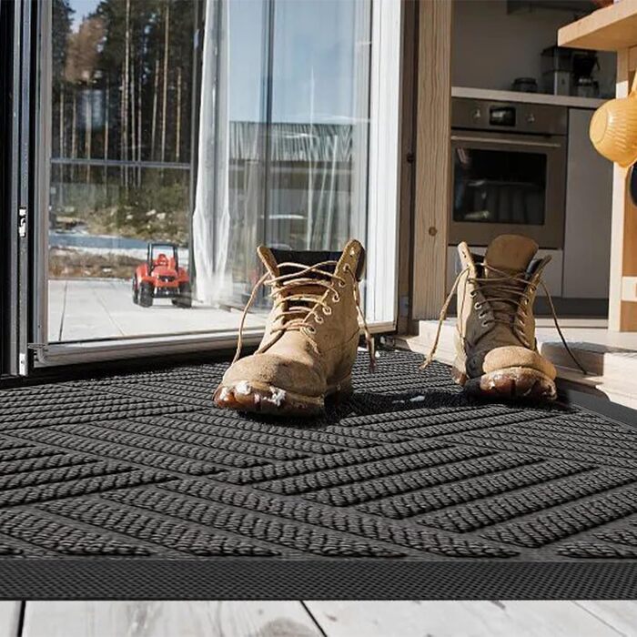 Килимок для дому та вулиці 43 x 75 см, силіконовий, антиковзаючий, пилозахисний, для входу, балкону, тераси - темно-сірий