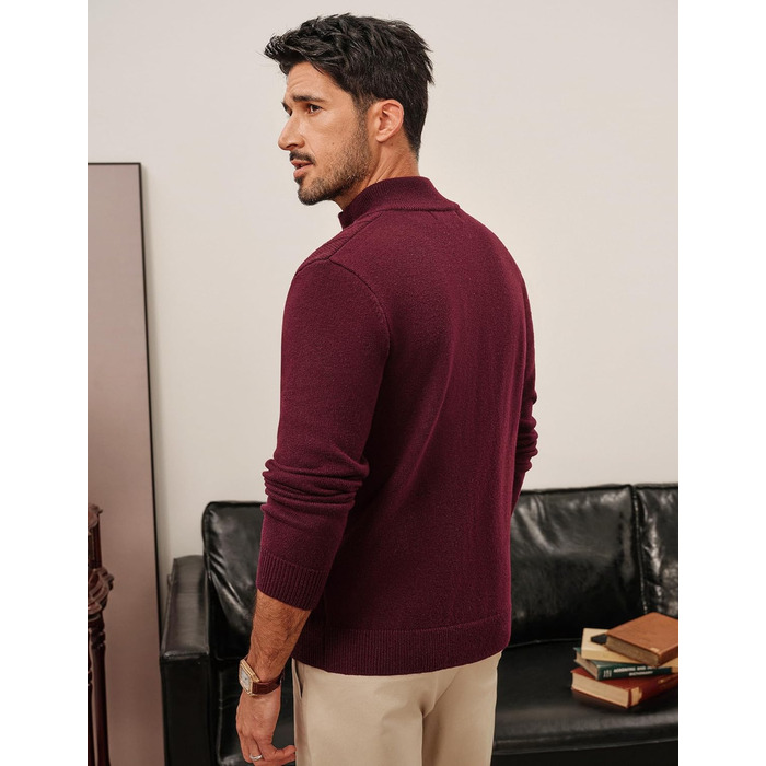 Кардиган чоловічий PJ PAUL JONES на блискавці та зі стійким коміром, в'язаний (M, Бордовий)