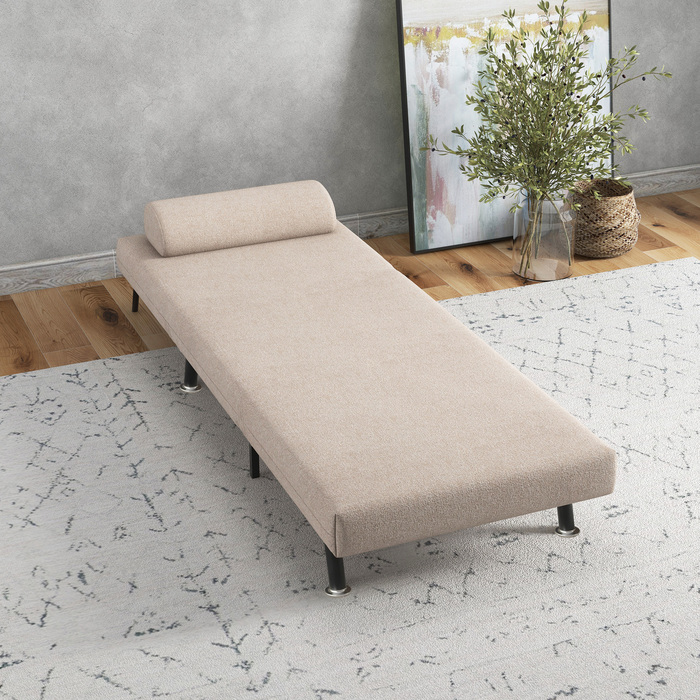 HOMCOM Sleeper Chair, Folding Chair with Bed Function, Back Cushion, Folding Recliner Chair with Linen Look, Adjustable Backrest, Holds up to 150 kg, for Living Room, Beige | Aosom