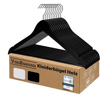 Плечики дерев'яні VonBueren білі, поворотні 360°, 44.5 x 22 см - набір