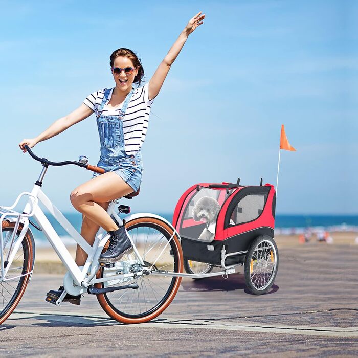 Фаркоп для велосипеда Costway для собак до 40 кг, червоний, складаний