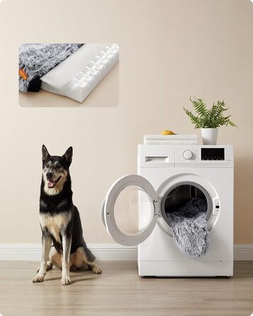 Feandrea FluffyHug Dog Bed, XL Size Dog Cushion, Dog Mat for Medium and Large Dogs, Dog Sofa with Plush Foam, Removable and Washable Cover, 106 x 80 x 23 cm, Ombré Grey PGW233G01