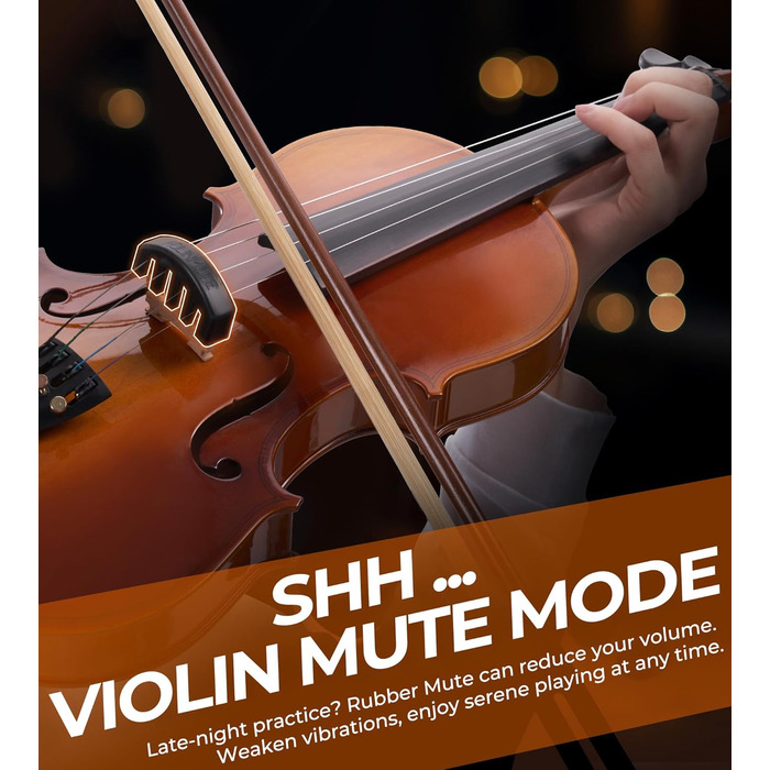 Скрипка Vangoa 4/4: Повнорозмірний комплект для початківців з масивного дерева, червоний, для правшів