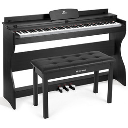 Електронне піаніно MUSTAR 88 клавіш з табуретом, цифрове піаніно, чорне, USB/MIDI, для початківців