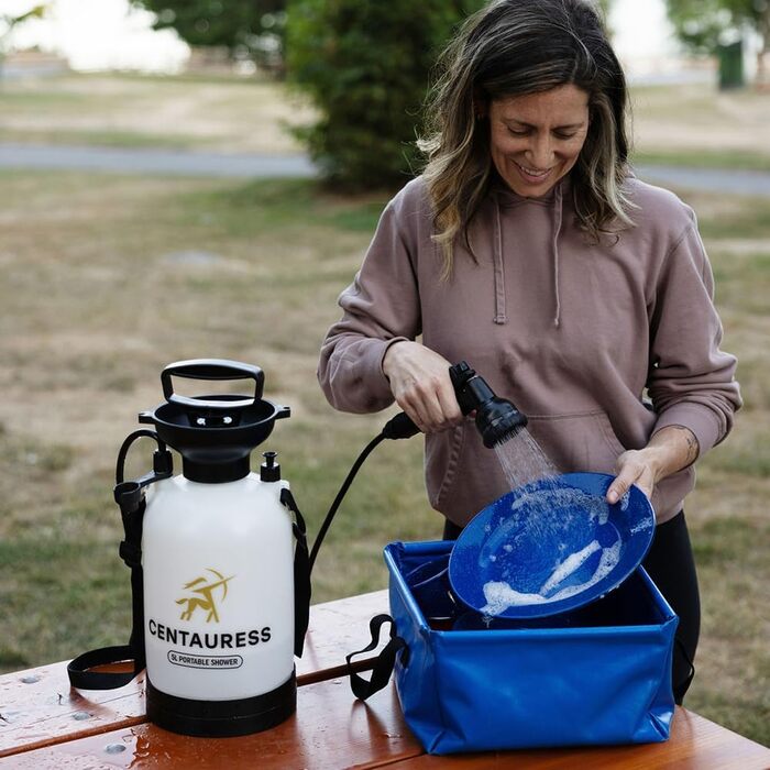 Portable Camping Shower Pump with Safety Valve (45 PSI), Portable Shower for Camping, Surf Rinse Set, Beach Shower Pump, Camping Showers, Camping Shower Set, Portable Outdoor Shower