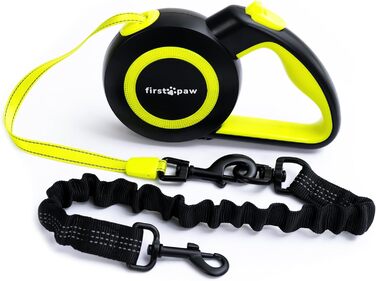 Висувна поводок для собак Rollleine 5м з функцією зупинки - зручний поводок для прогулянок - для собак маленьких порід та середніх до 20кг - жовтий