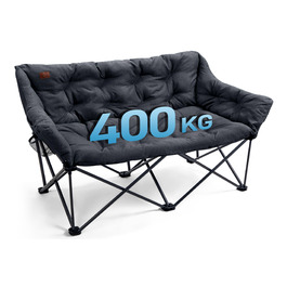 Кампінговий стілець-диван EVER ADVANCED для двох осіб, 145 см, чорний, до 400 кг, з високою спинкою, для саду, балкону, кемпінгу