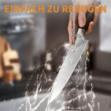 Професійний кухонний ніж Plys Kochmesser 20 см: гострий ніж з нержавіючої сталі з вуглецевим покриттям, ніж шеф-кухаря з ергономічною ручкою, срібляста клинка