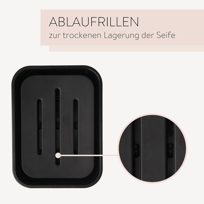 PARSA Beauty Тримач для мила чорного кольору – неслизька мильниця з гумовим покриттям – стильний та позачасовий дизайн для ванної, душу та кухні – надійна мильниця для твердого мила в кожному домі