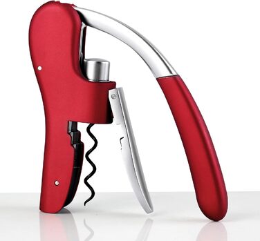 Drincarier Professional Bottle Opener, Zinc Alloy, with Lever, Corkscrew, with Foil Cutter, Waiter Knife/Bunny, Red