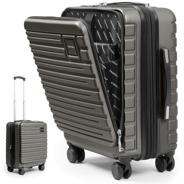 Чемодан ручної об'єм 55x40x23 см Travely Premium, розширюваний, з TSA замком та відділенням для ноутбука, 41-50 л, сірий
