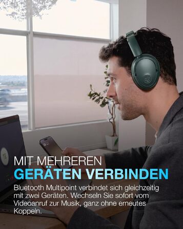 Бездротові накладні навушники JLab JBuds LUX ANC з активним шумозаглушенням, Bluetooth, колір Sage (шалфей)