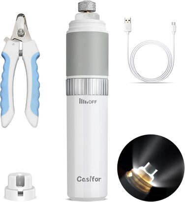 Шліфувальник для собачих кігтів, шліфувальна машинка 40 дБ для собак, котів, птахів (без LED-підсвічування), білий