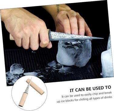 DECHOUS Ice Skates, ice cubes, ice molds, cool drinks, ice cubes, drink cooling, ice breaker tool, ice pick with wooden handle, bartender ice pick, bar ice pick, wooden ice pick, Khaki