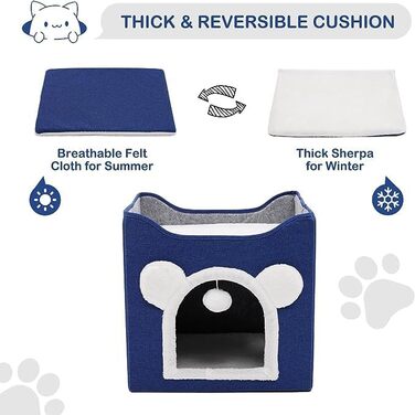Кігтечка-будиночок для котів та маленьких собак з інтегрованим ковзаном, синього кольору