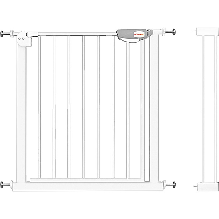 Дитячий захисний бар'єр UBRAVOO для дверей та сходів, 100 см, безпечний, автоматичне закриття, трикратне блокування, для дому та тварин, білий (85-94 см)