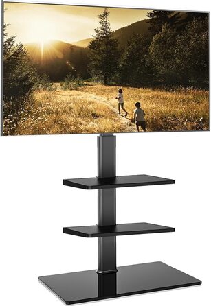FITUEYES Adjustable Swivel TV Stand - Floor Mount for 32-60 inch Flat & Curved TVs (up to 30kg, VESA 600x400) - Black