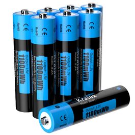 Літієві акумулятори Kratax AAA 1.5V, 1100mWh (733mAh), високої ємності, перезарядні батарейки AAA, 8 шт