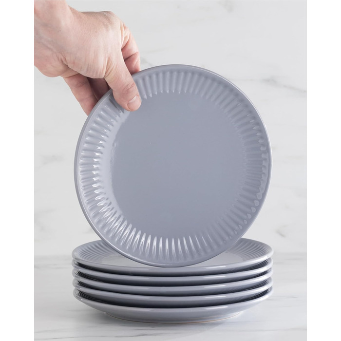 Набір посуду Steingut Hygge 24 шт. для 6 осіб: серія Pure Living, сіро-блакитний колір