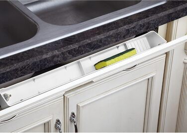 Rev-A-Shelf LLD-6591-24-11-1 61 61 cm Polymer-Kunststoff Spülbecken-Schublade zum Auskippen Tablett Organizer mit Scharnieren für Waschbeckenunterschränke, weiß