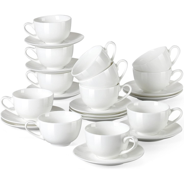 Набір кавових чашок Lovelasa Sweet 12 шт. з блюдцями, 230 мл, білий, для 6 осіб