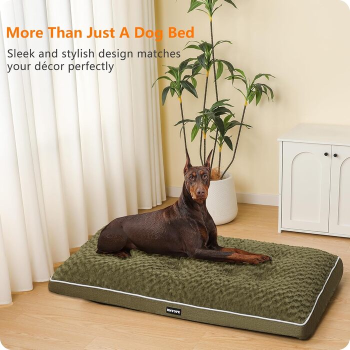 Ортопедичне ліжко для собак, килимок для собак з двоярусною конструкцією, миється, знімний кошик, 90 см для собак маленьких та середніх порід (120 x 74 x 12 см, оливковий)
