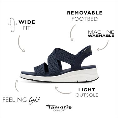 Босоніжки жіночі Tamaris 8-88724-44 Wide Fit, сині (38 EU) - Широка повнота